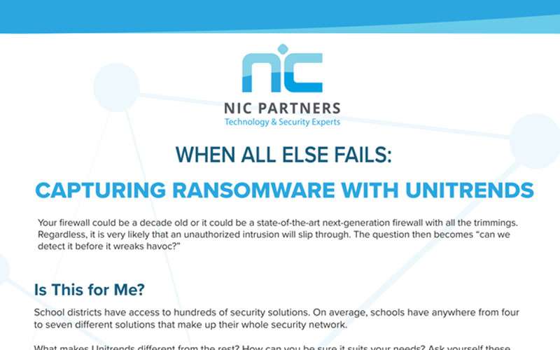 Capturing Ransomware With Unitrends